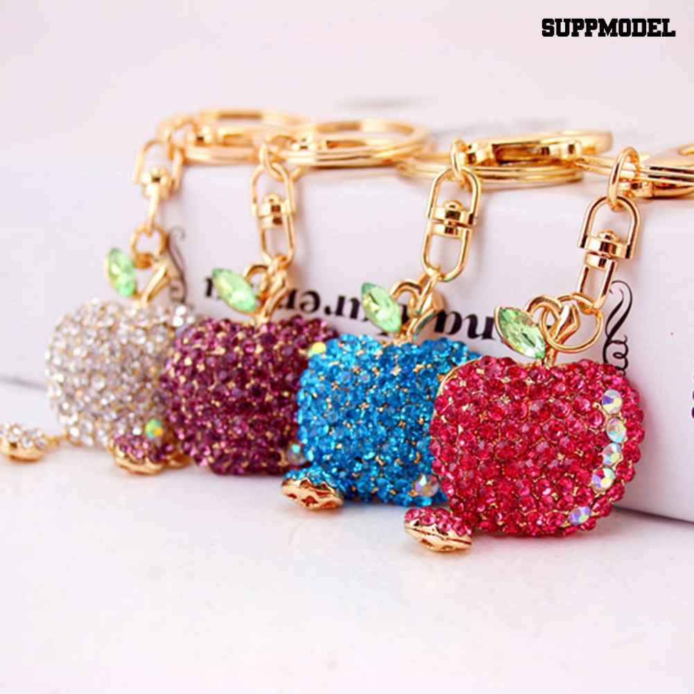 [SM] Fashion Lucu Berlian Imitasi Apple Keyring Alloy Gantungan Kunci Mobil Dompet Tas Dekorasi Hadiah