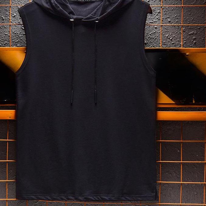 ➹ BS COD KAOS HOODIE POLOS BAJU TANPA LENGAN  FASHION PRIA GOOD QUALITY ♧
