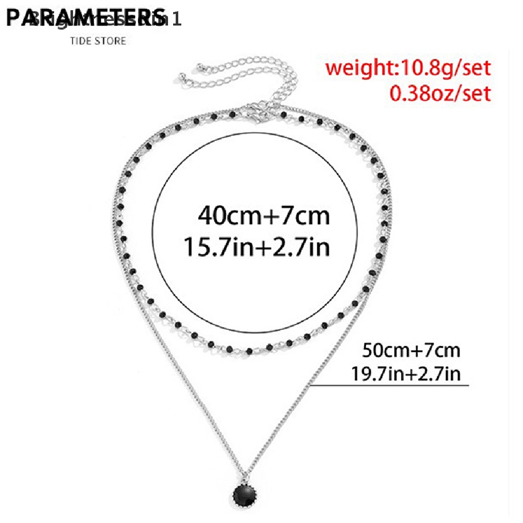[Brightnessdin1] Kalung Mutiara Dua Lapis Sederhana Pria Liontin Berlian Imitasi Hitam Untuk Aksesoris Perhiasan Rantai Pria Butik
