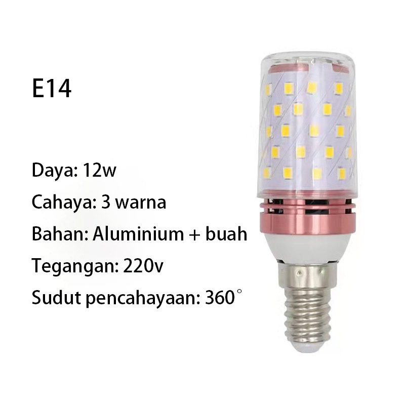 Bolam E27/E14 12W 3 Warna LED Lampu Bohlam