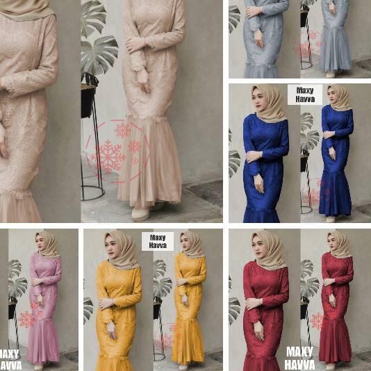 ✾ MAXY HAVVA JUMBO/ GAMIS BRUKAT TILE/ Gamis lebaran /maxy duyung mermaid brukat MAXY HAJUKU GAMIS B