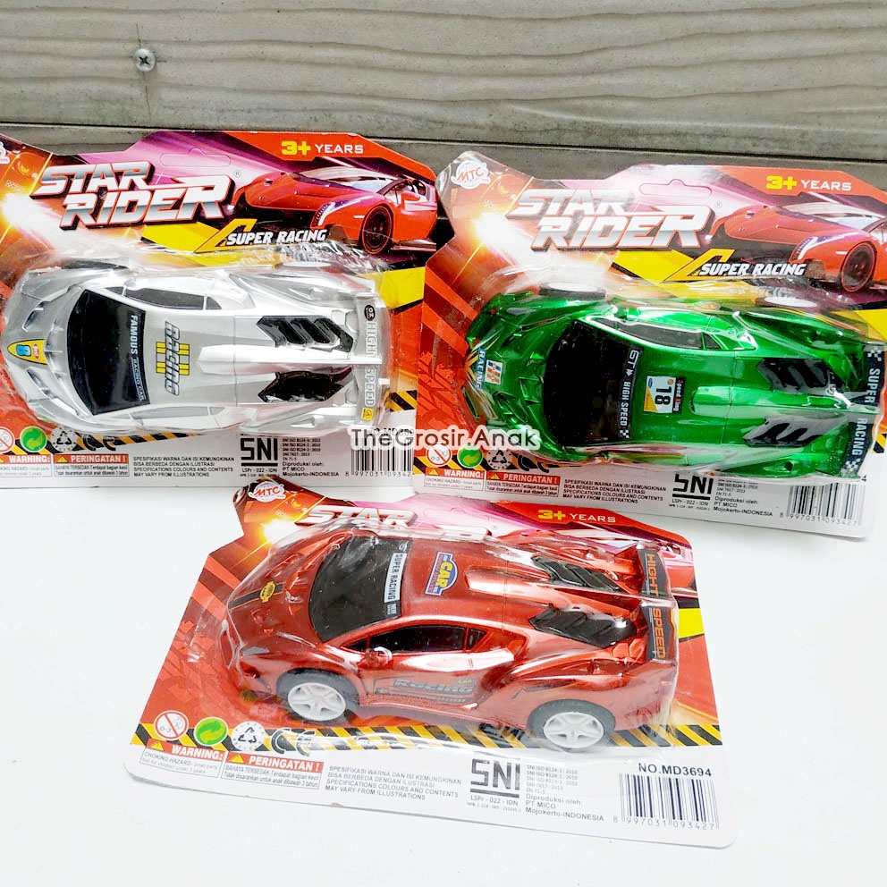 Star Rider Super Racing Car PB RANDOM Mobil Sport Metalik Pull Back