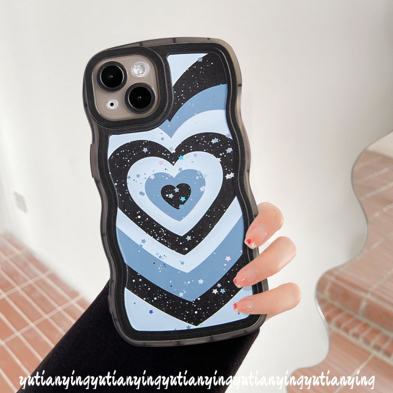 Fashion Case Untuk Samsung A12 A52 A23 A50s A32 A04 A52s A33 A20 A51 A03 A22 A11 A04s A13 A50 A03s A53 A21s A04E A02s A30s A31 Gradasi Love Hati Bling Bintang Bergelombang Pinggir Soft Cover