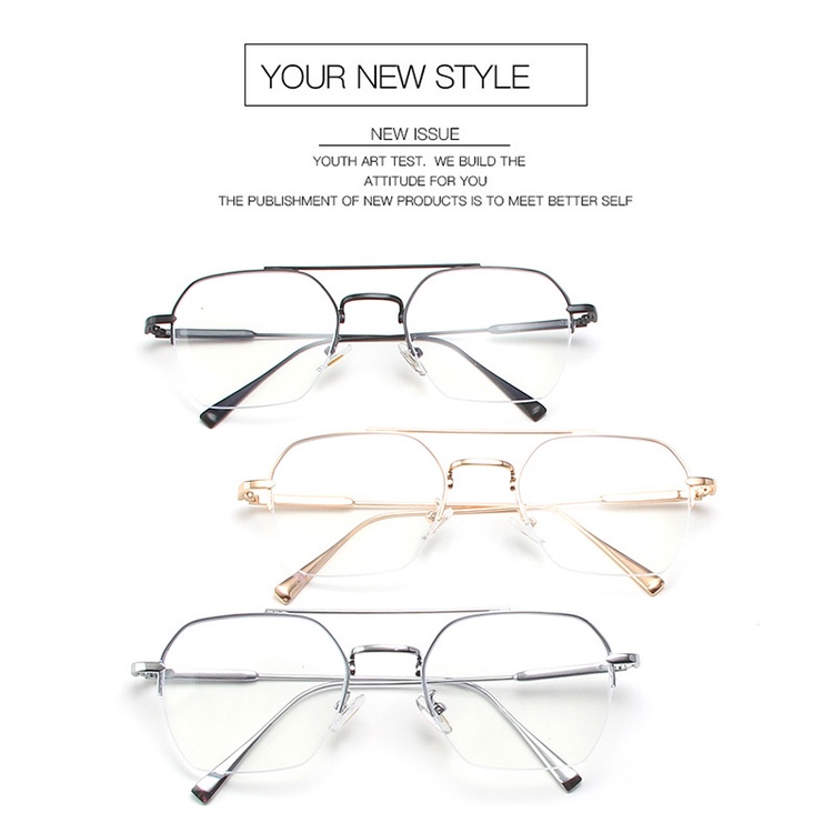 Kacamata Bisnis Anti Blue Light Pilot Frame Untuk Pria Fashion Frame Lensa Bening