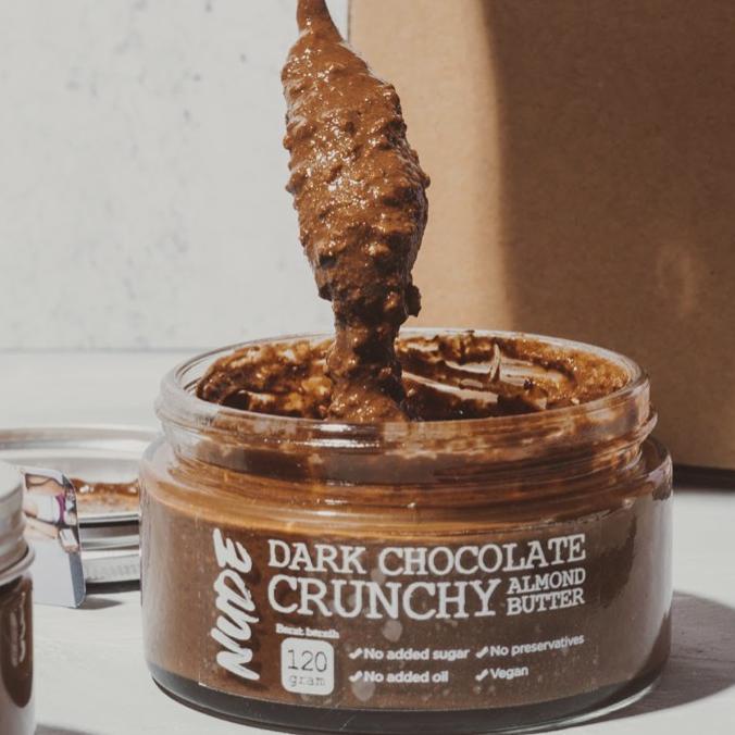 

☊ NUDE x Andrea - Dark Chocolate Crunchy Almond Butter 200g | Gluten Free, Vegan, Keto Friendly ♣