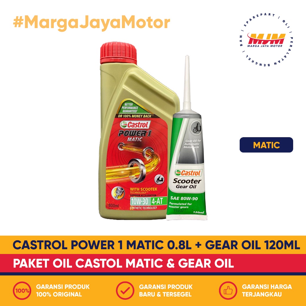 Paket Oli Castrol Power 1 Matic 10W/30 0.8L + Castrol Gear Oil 120ml