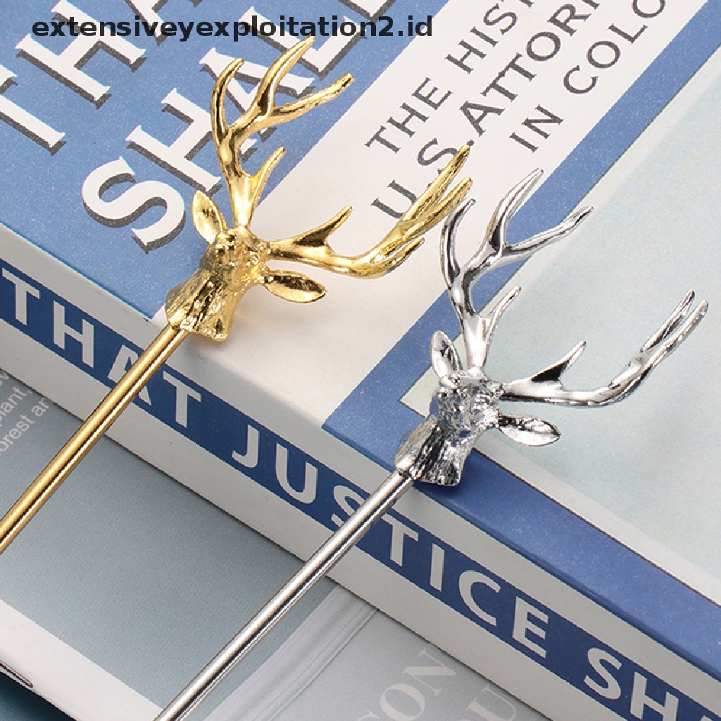 {NEW} 1pc Sendok Kue Kopi Tanduk Stainless Steel Garpu Dessert Spoon Stirring Fork.