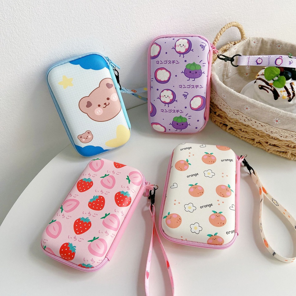 Pouch Bag Dompet Koin Uang Charger Kabel Headset Kartu Kunci Makeup Make up Kosmetik Coin Purse Tas Travel Organizer Portable Multifungsi Serbaguna Waterproof Lucu Gambar Karakter Kartun Cartoon Lotso Snoopy Hello Kitty Mickey Maruko Melody Unicorn Pooh