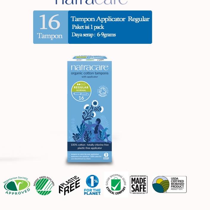 FLASH SALE NATRACARE Organic Cotton Regular Tampons with Applicator 16s | Tampon Organik | Tampon Be