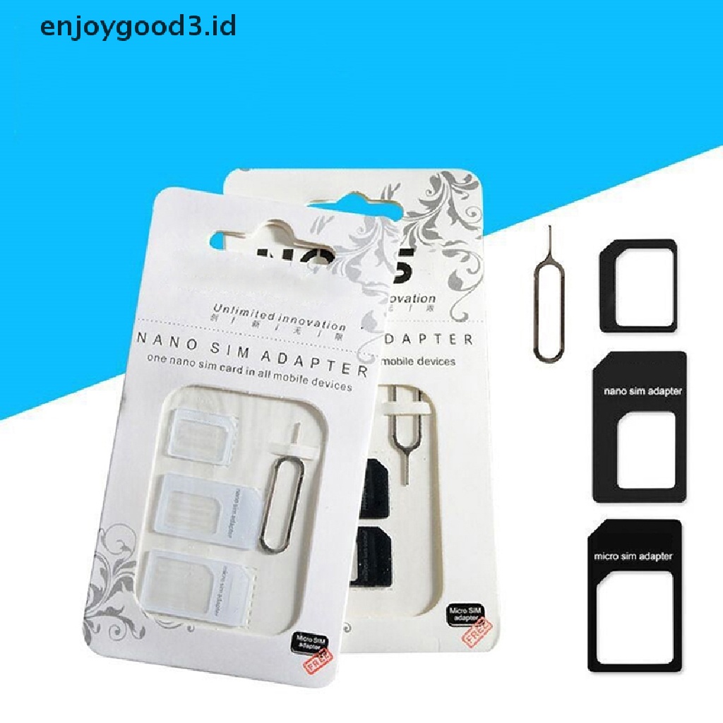 【 Rready Stock 】 2 Set 4 In 1 Convert Nano SIM Card To Micro Standard Adapter Converter Set For 4G LTE USB Wireless Router （ ID ）