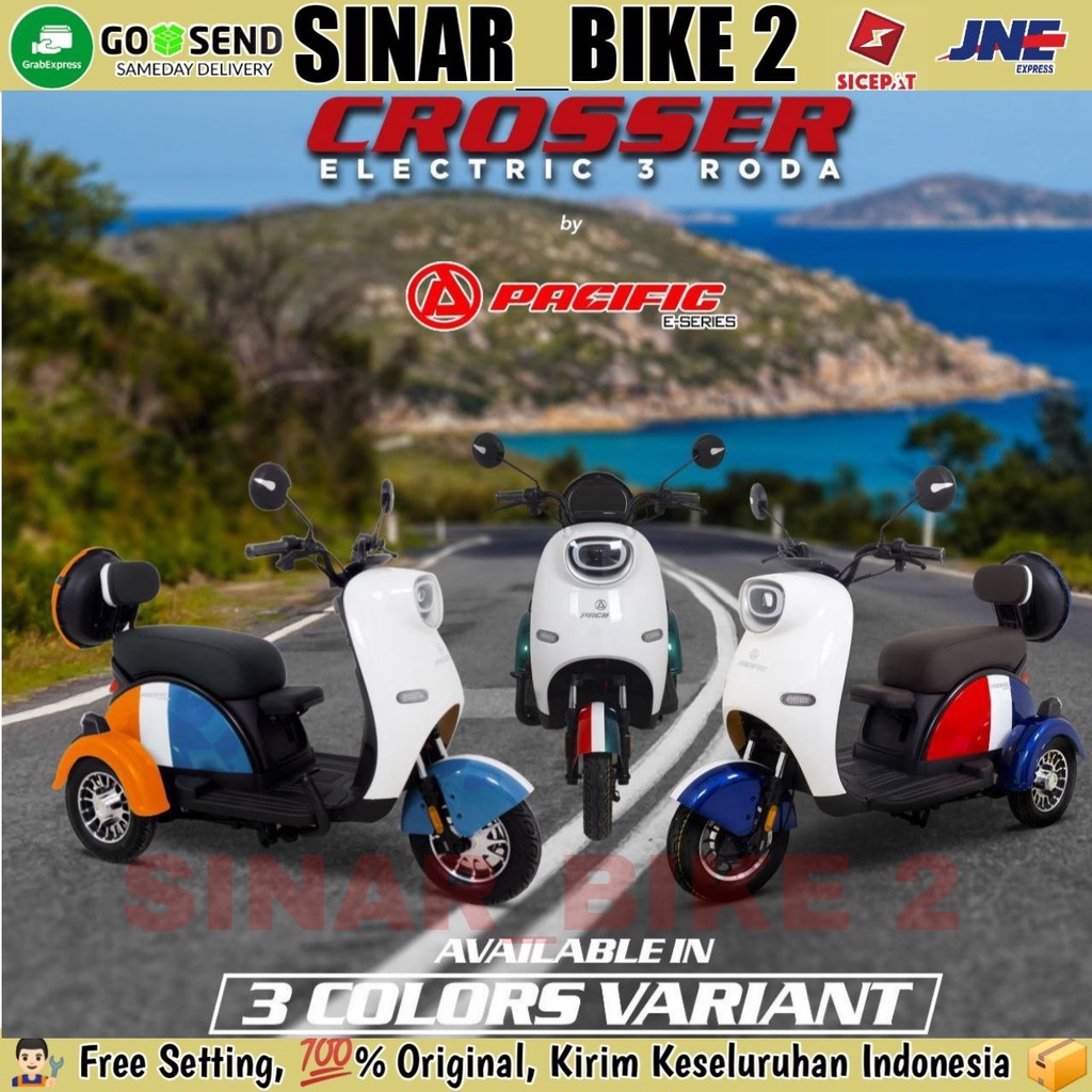 Sepeda Motor Listrik PACIFIC CROSSER Roda Tiga Electric E Bike 650 Wat
