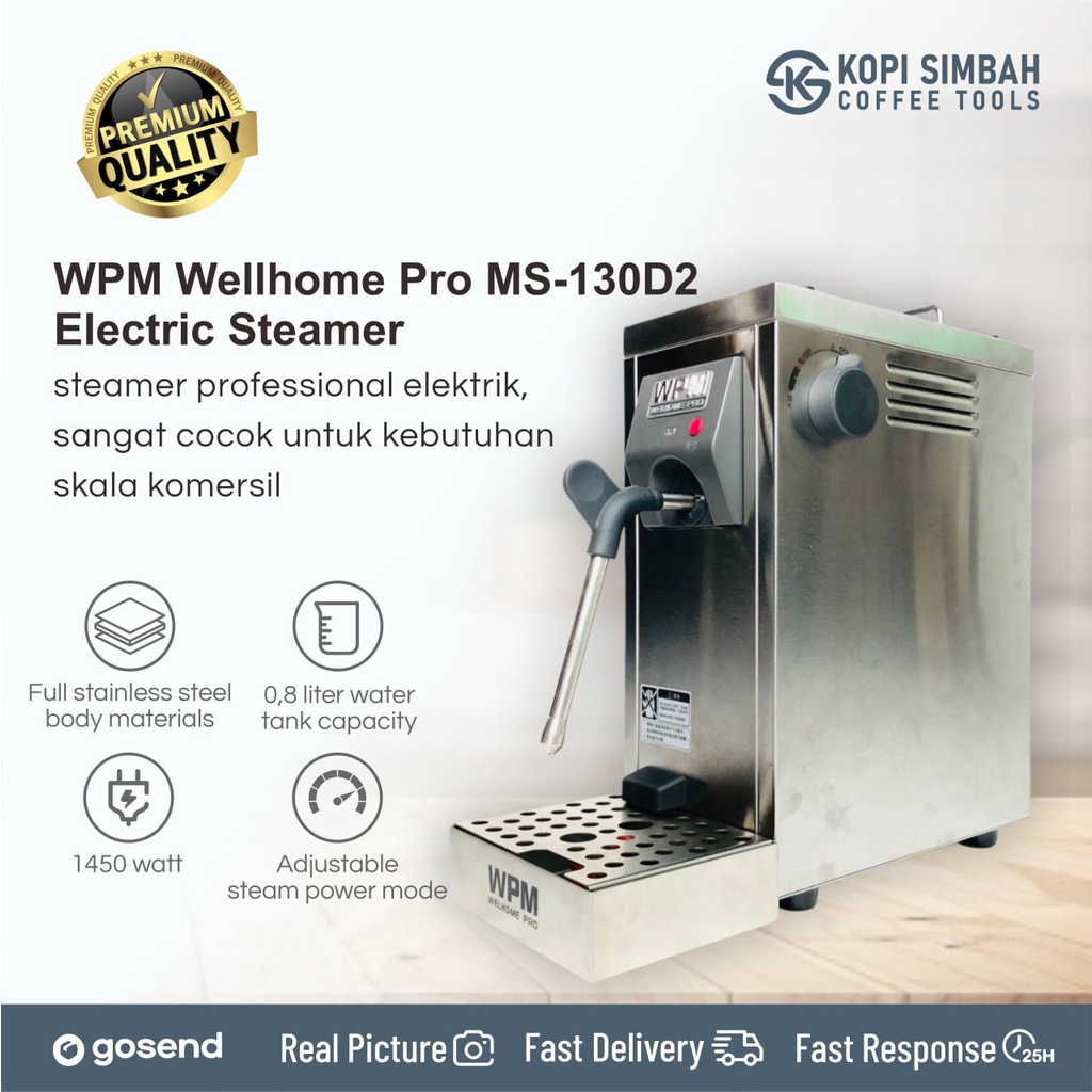 WELLHOME WPM PRO MS-130D2 Professional Electric Steamer Alat Frothing Stim Susu Milk Frother Elektri