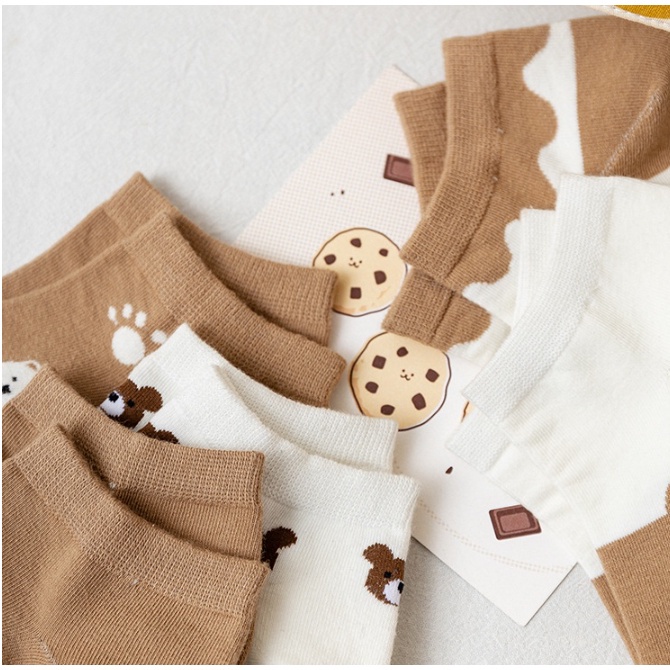 BAJ Kaos Kaki Wanita Korea Motif Beruang Coklat SS213 Kaos Kaki Pendek Bear Semata Kaki Socks Karakter Korean Fashion Ankle Socks Korean Model Simple Cute SS213