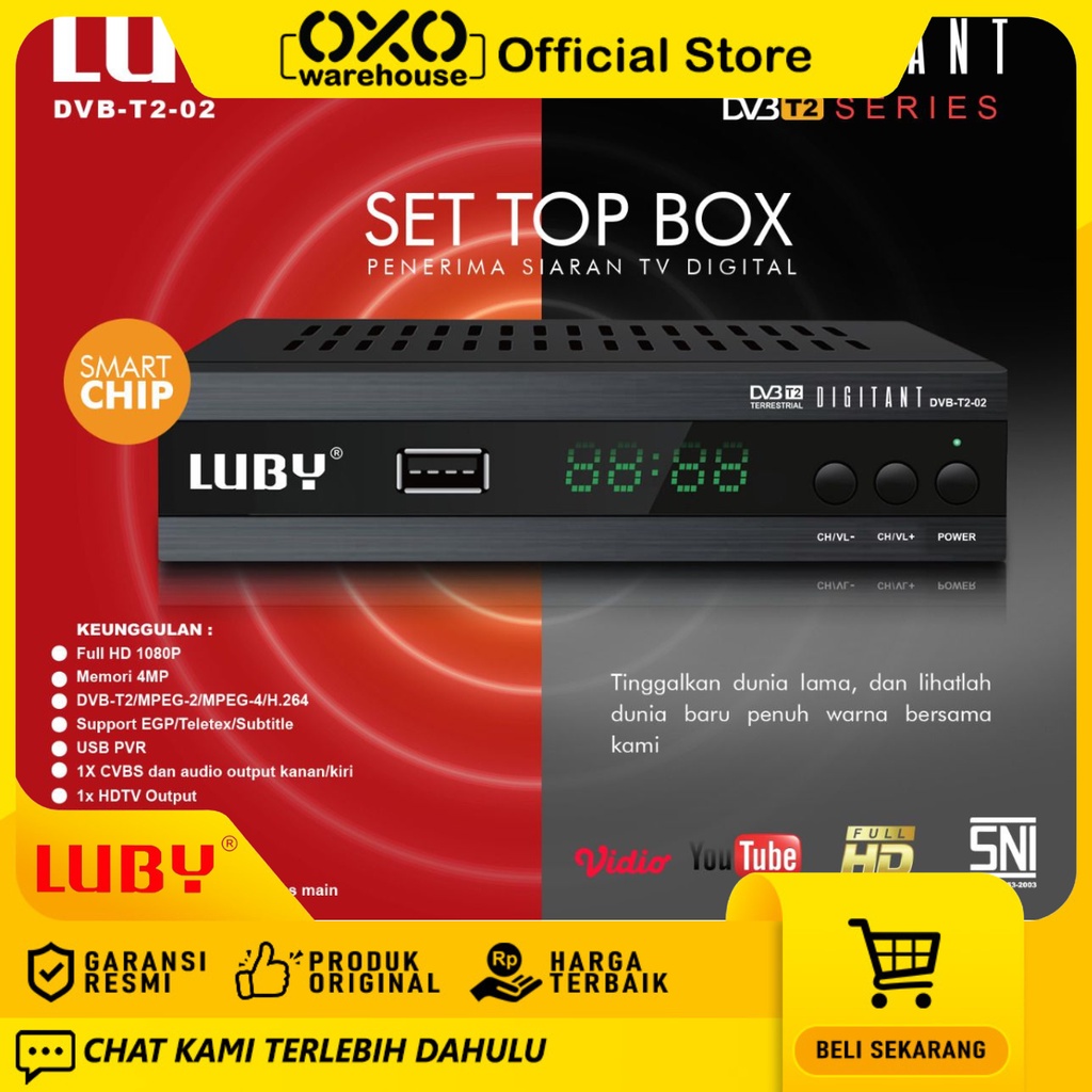 Luby Set Top Box DVBT2/C Receiver TV STB DVB T2-03/02/01nFREE BUBBLEWRAP