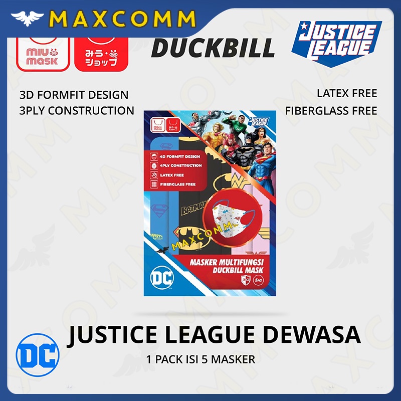 Masker MIU MASK Justice League 3D Duckbill Mask Dewasa (3Ply)