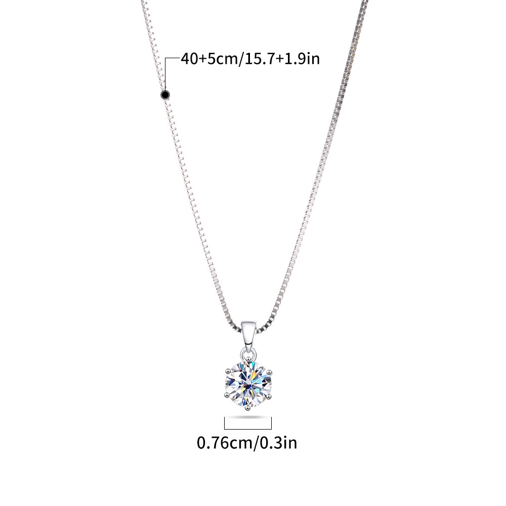 Pernikahan Pengantin Perhiasan Gadis 1karat Real Moissanite Liontin Kalung100% S925 Sterling Silver Klavikula Kalung Wanita Wanita Sederhana Elegan Rantai Kalung