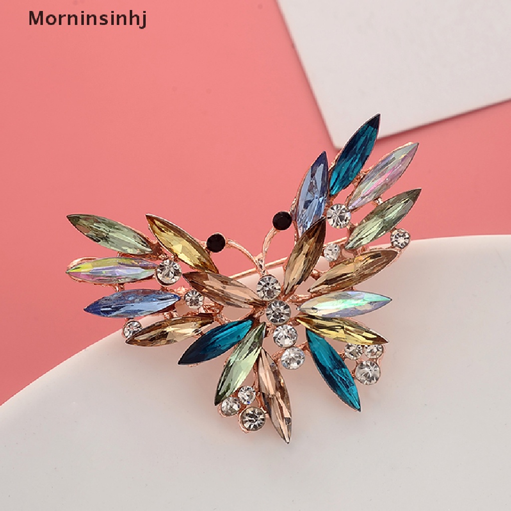 Mornin Fashion Kristal Warna-Warni Bros Pin Hewan Kupu-Kupu Enamel Wanita Hadiah Perhiasan id