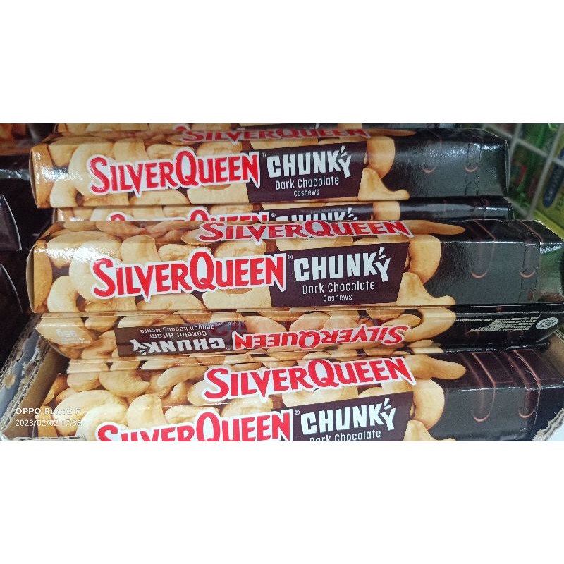 Silverqueen Chunky Bar 95 gr Almond Dark Coklat Crunky Cashews Dark Orange Peel