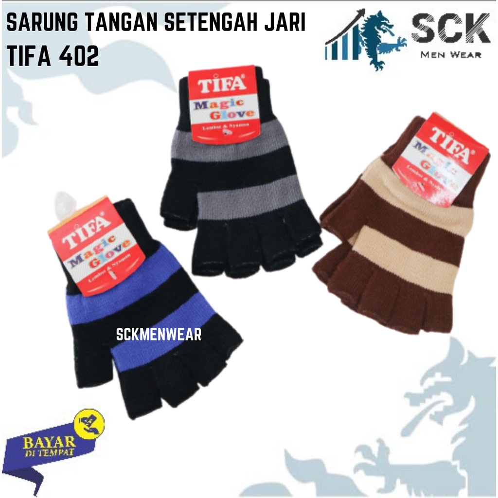 Sarung Tangan TIFA 402 1/2 Jari Garis Salur Polos TIFA KODE 402 1/2 JARI GARIS / Kaos Tangan Laki Perempuan Unisex Perlengkapan Otomotif - sckmenwear GROSIR