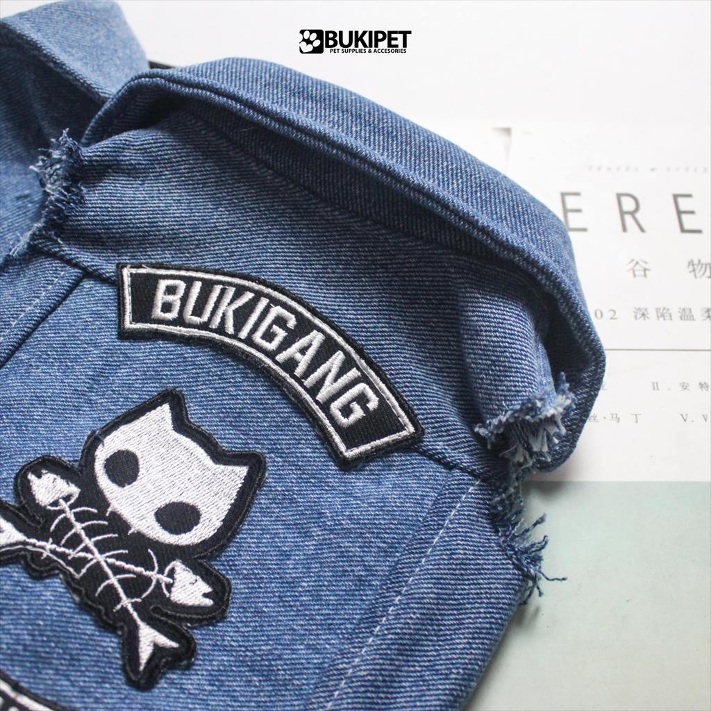 baju kucing anjing kelinci monyet lucu murah  aksesoris hewan kecil - BUKIGANG VEST DENIM SPECIAL EDITION