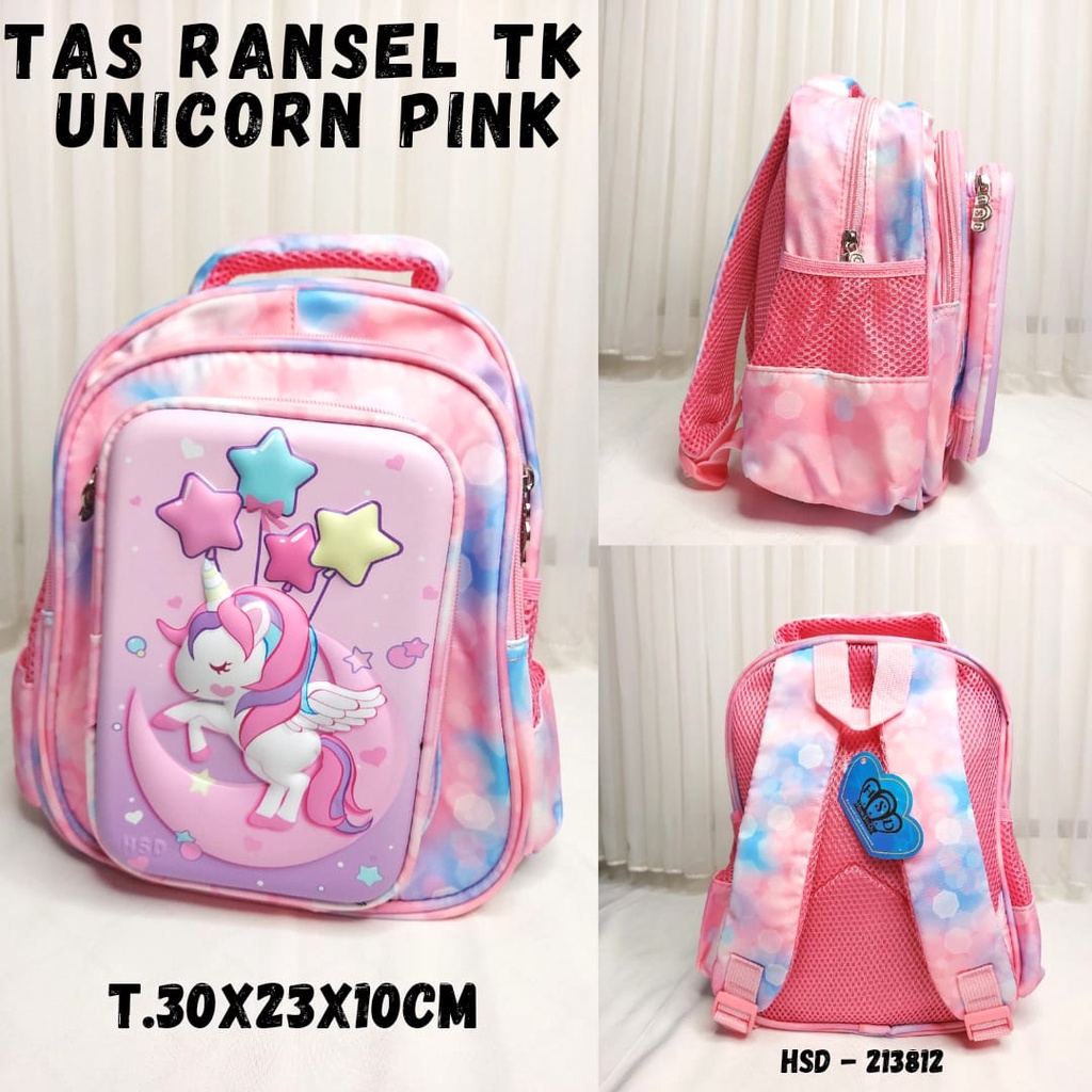 Tas Ransel Sekolah Anak Perempuan + Kotak Pensil ukuran TK Unicorn