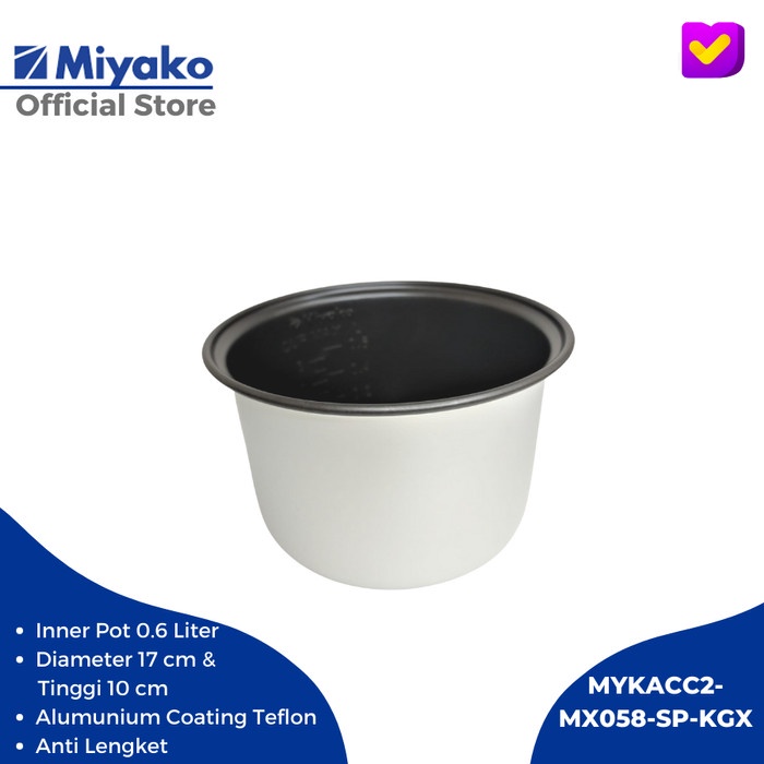 Miyako Panci Teflon Magic Com 0.6 Liter MCM 606,PSG 607,MCM 609 (E7N4) Bahan Keramik Panci Bergagang