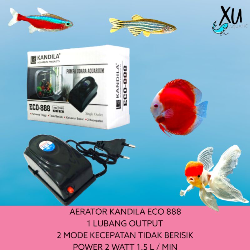 PAKET LENGKAP AERATOR 1 LUBANG KANDILA ECO 888 POMPA UDARA AQUARIUM KOLAM