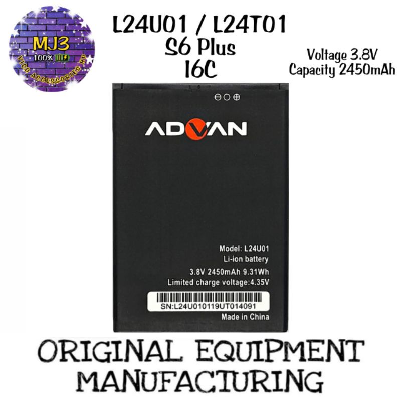 Baterai battery batre advan L24U01 L24T01 I6C S6+ S6 PLUS BERGARANSI 1 MINGGU