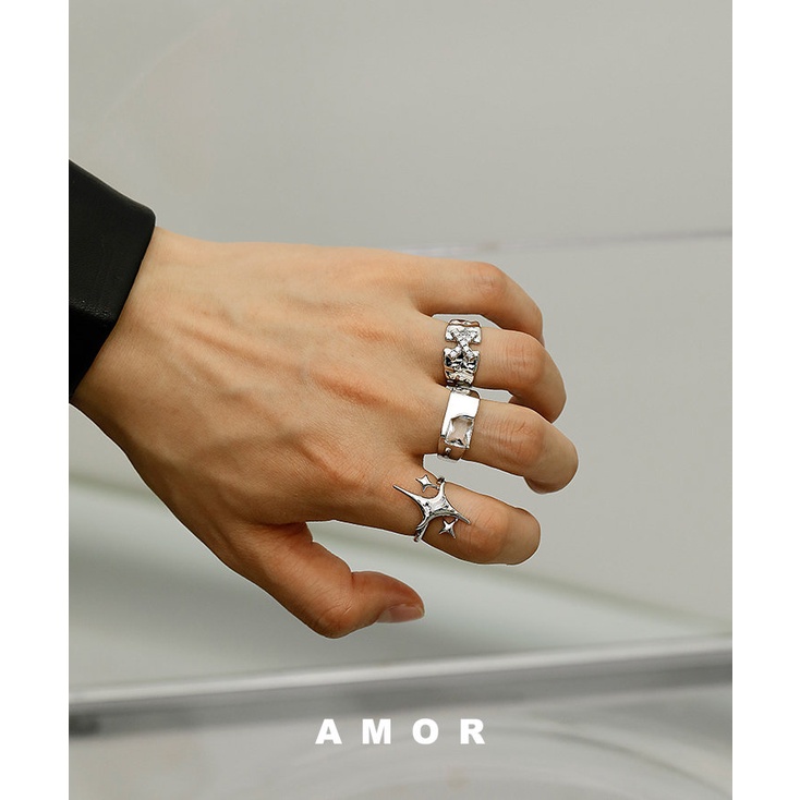 Ring set Unisex style Fashion ring Adjustable Lovers ring female Niche design Advanced sense male