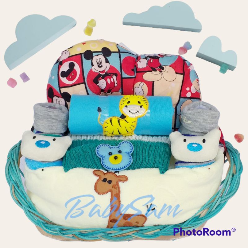 Parcel Bayi Keranjang Rotan Premium || Parcel Bayi BabySam Cewek dan Cowok Murah || Kado Kelahiran Bayi || Hampers Bayi Keranjang