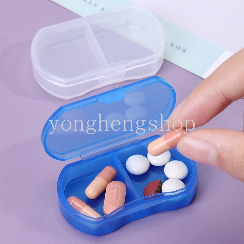 Kotak Penyimpanan Obat Pil / Tablet / Perhiasan Mini Portable 2 Sekat Untuk Travel