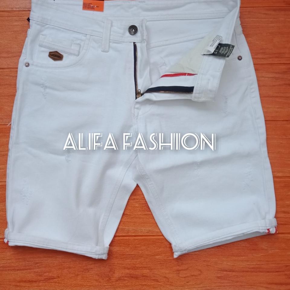 Hot ProductO4a4Z CELANA PENDEK PRIA PUTIH POLOS / CELANA JENS PRIA SOBEK / CELANA JEANS PENDEK PRIA 