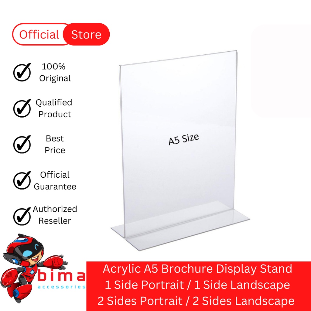 

Acrylic Brochure Stand Display Akrilik Tempat Kertas Brosur Ukuran A5