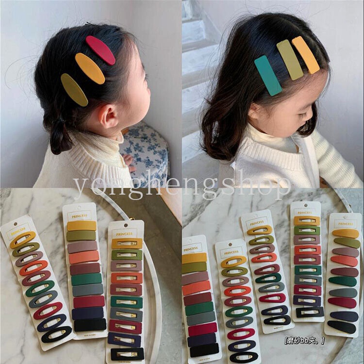 10pcs / set Jepit Rambut Poni Warna Permen Untuk Aksesoris Wanita