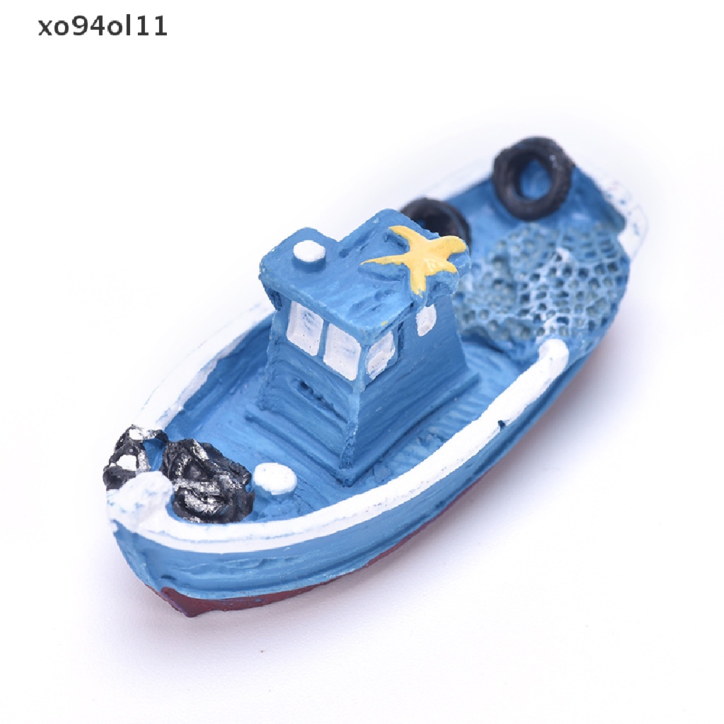 Xo Pop 1 Pcs Yacht Kapal Kapal Nelayan Miniatur Peri Taman Rumah Rumah Kerajinan Micro Lansekap Dekorasi DIY Aksesoris OL