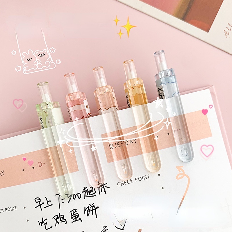 [Warna Random] 0.5mm Kartun Lucu Gel Pulpen Untuk Siswa Indah Menulis Halus Hitam Netral Pena Kreatif Tekan Jenis Netral Pen Perlengkapan Alat Tulis Kantor Sekolah