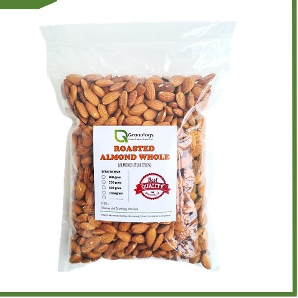 

☄ Roasted Almond Whole / Almond Utuh Panggang / Almond Panggang (1 Kilogram) by Granology ✦