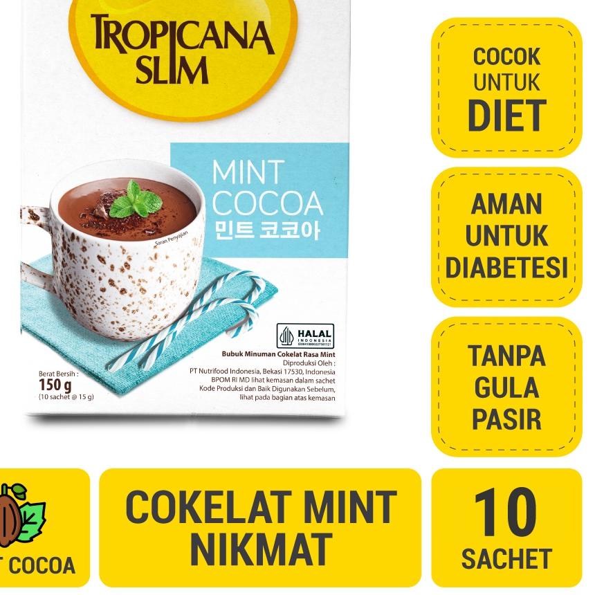 

❂ Tropicana Slim Mint Cocoa 10 Sachet - Minuman Cokelat Mint Nikmat Tanpa Gula Pasir ☼