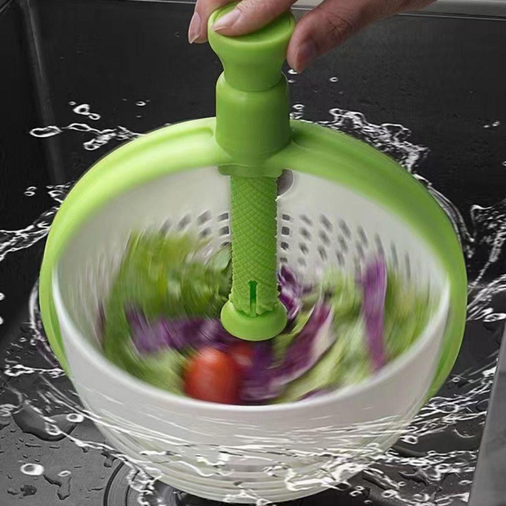 Solighter Colander Salad Spinner Portable Saringan Buah Gadget Dapur Alat Pembersih Sayuran Double-layer