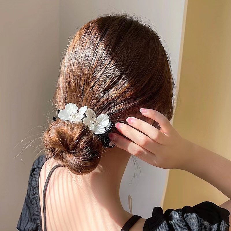 Korea Cahaya Mewah Super Fairy Flower Balls Head Grab Clip Senior Sense Back Head Hair Clip