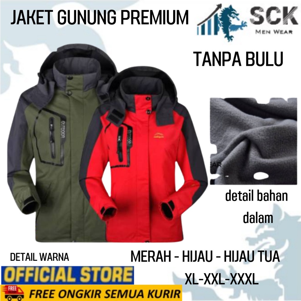 Jaket Pria Parasut Halus JWolf Bulu Topi Lepas Pasang  / Pakaian Gunung Outdoor - sckmenwear GROSIR