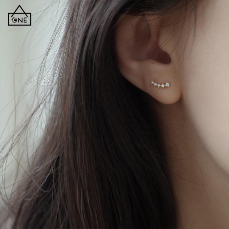 COD❤️Anting Zirkon Set Mikro Sederhana  Baris Kecil Berlian Geometris  Anting Gandum Kecil yang Lucu-A.one