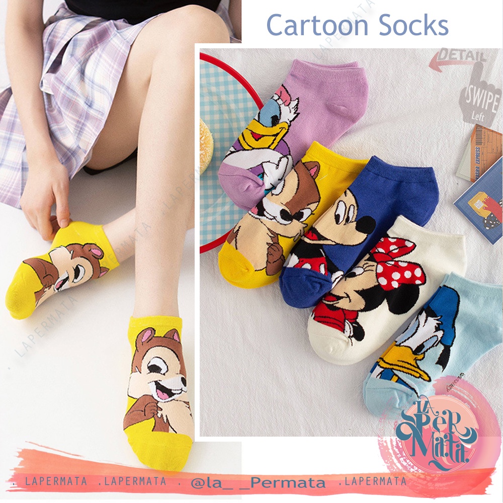 Kaos Kaki Wanita Fashion Motif Kartun Karakter DISNEY Allsize - LPM Shop