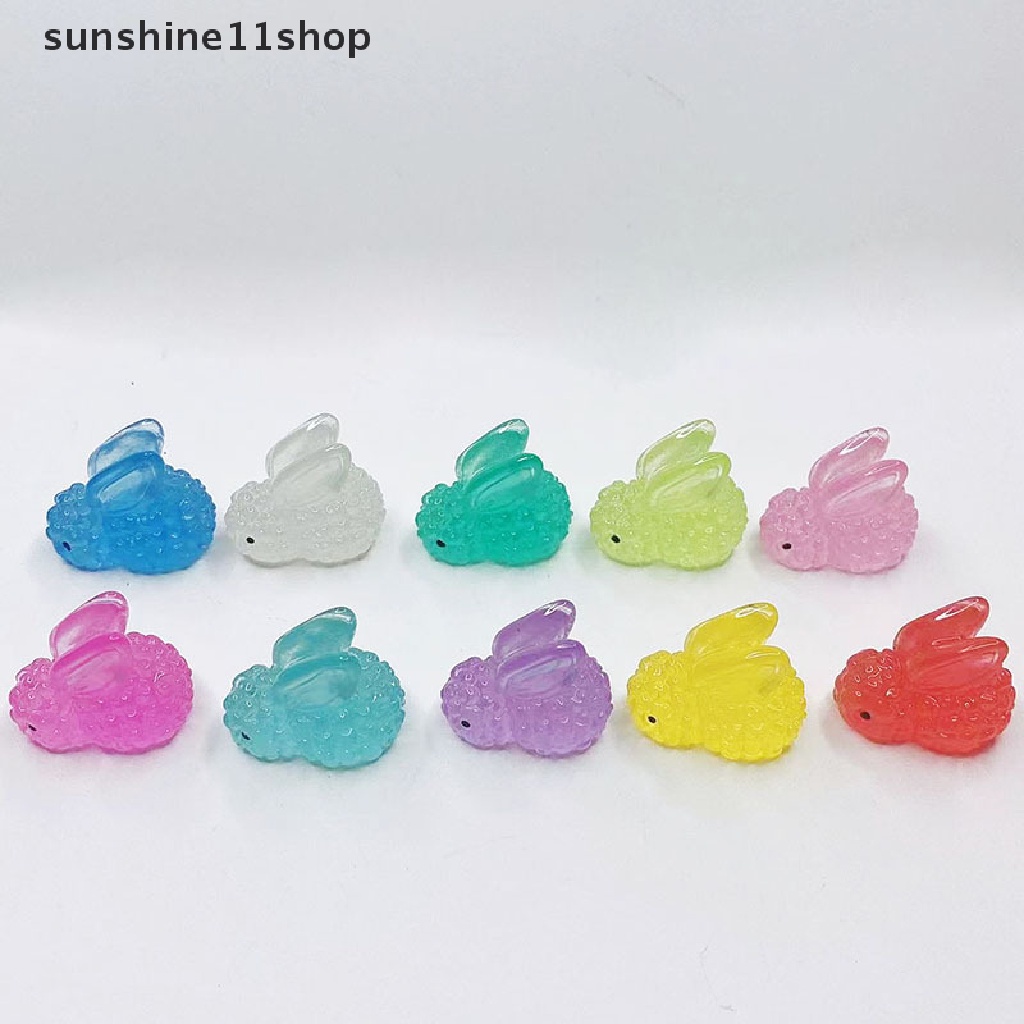 Sho 5 Pcs Noctilucent Kelinci Botol Es Dekorasi Kreatif Figure Ornamen Miniatur Kerajinan DIY Aksesoris N