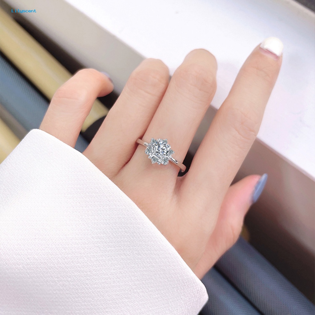 Lilyscent Tembaga Perhiasan Jari Cincin Perhiasan Hadiah Cubic Zirconia Ring Aksesoris Baju Pesta Snowflake