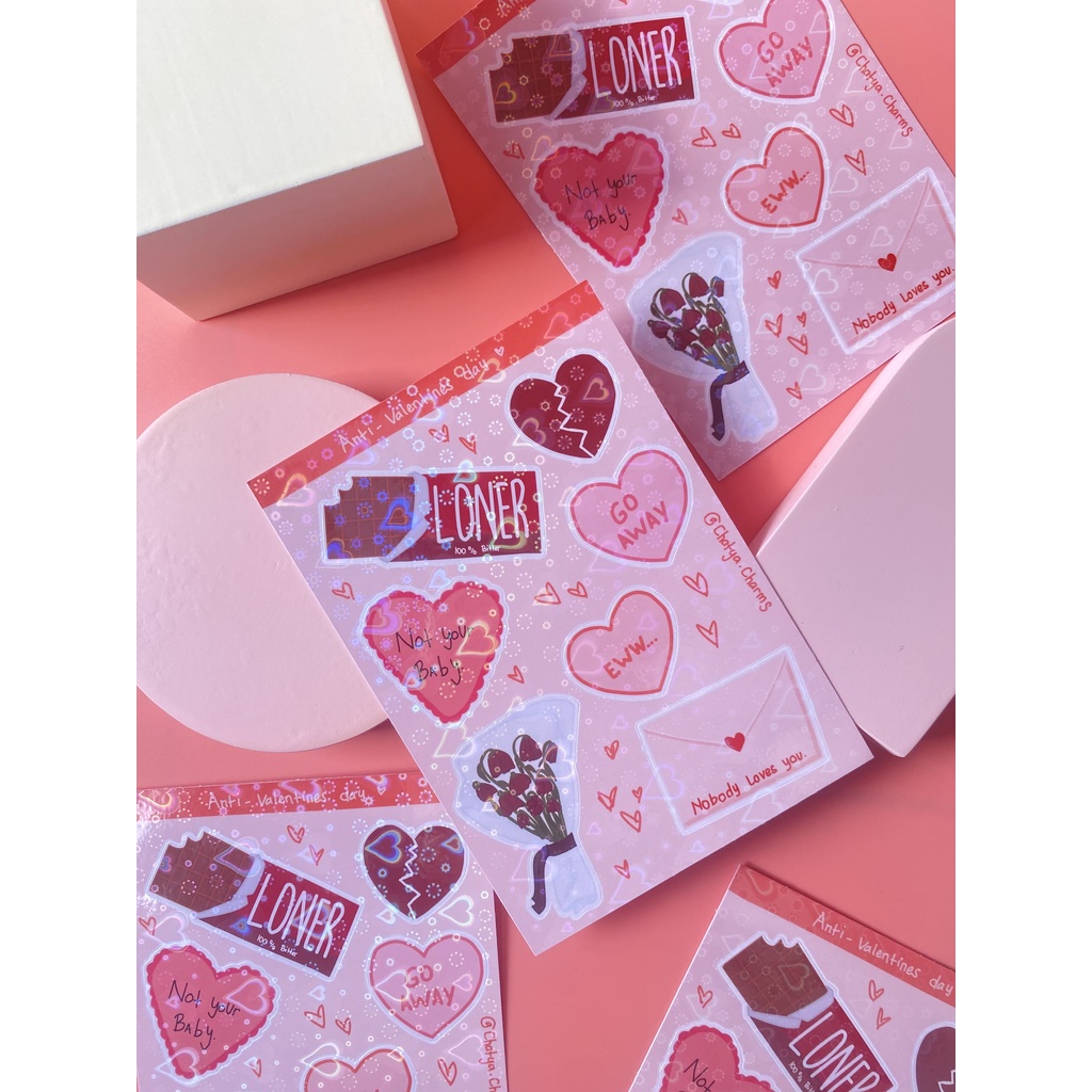 

Anti Valentine's Day Sticker Sheet | A6 Sticker for journal & scrapbook