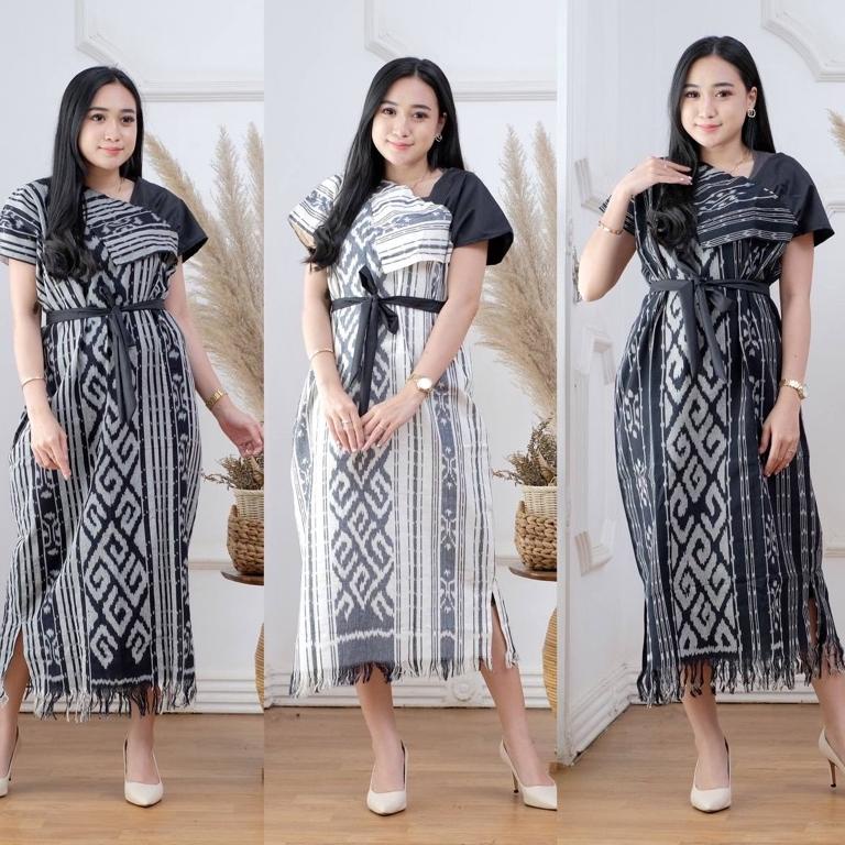 [ART. 827642] DRESS AURORA TENUN IKAT ASLI SONGKET DRESS ETNIK DRESS KONDANGAN DRESS SONGKET KIMONIK