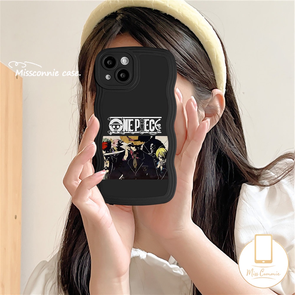 Casing Kartun Luffy Wavy Edge Black Untuk Realme C55 C53 C33 C30 C25s C11 C12 10 9i C15 C25Y C35 8 8i C17 C25 C21Y C20 8Pro C20A 6i 7 5 7i 5i 9Pro+ 9 C3 Soft Tpu Anime One Sarung Potongan