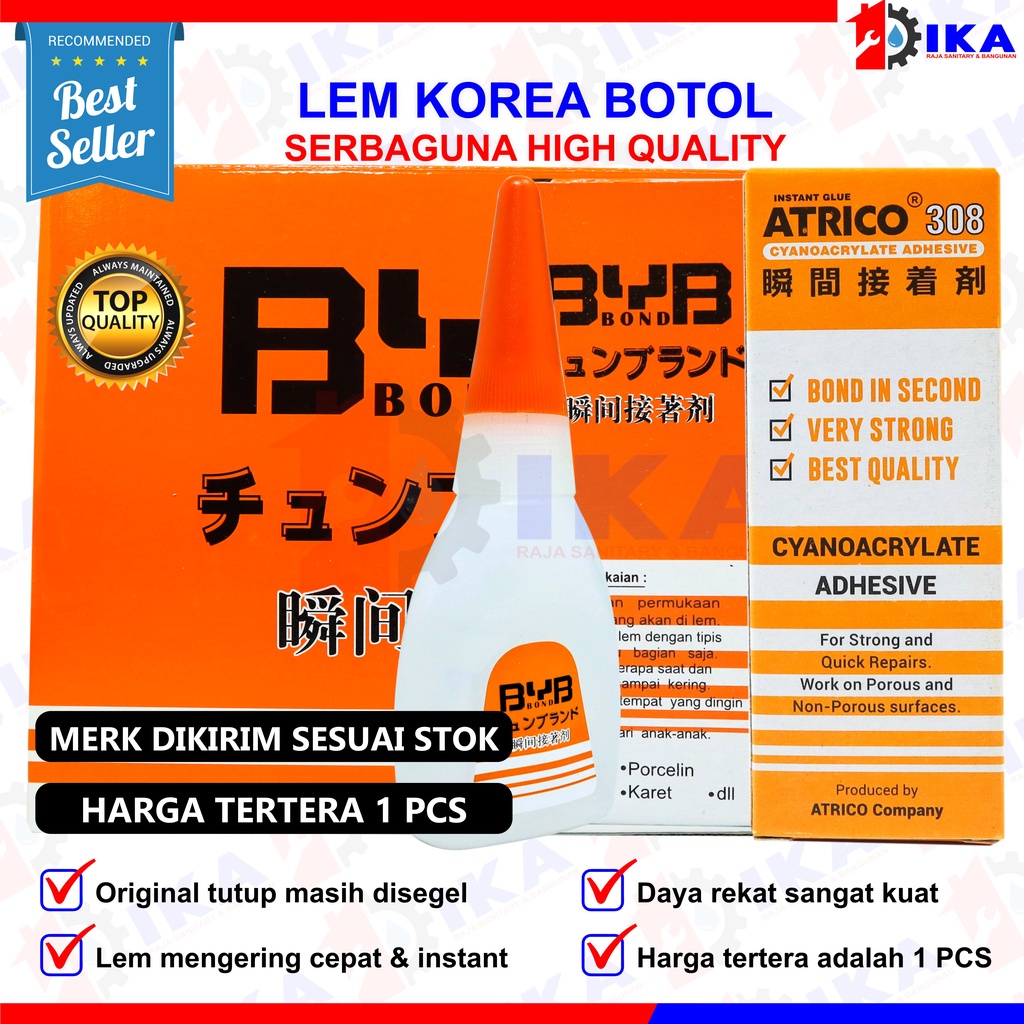 LEM TETES KOREA ATRICO ORIGINAL 100% CEPAT KERING SANGAT KUAT PVC KAYU LOGAM KARET KERAMIK