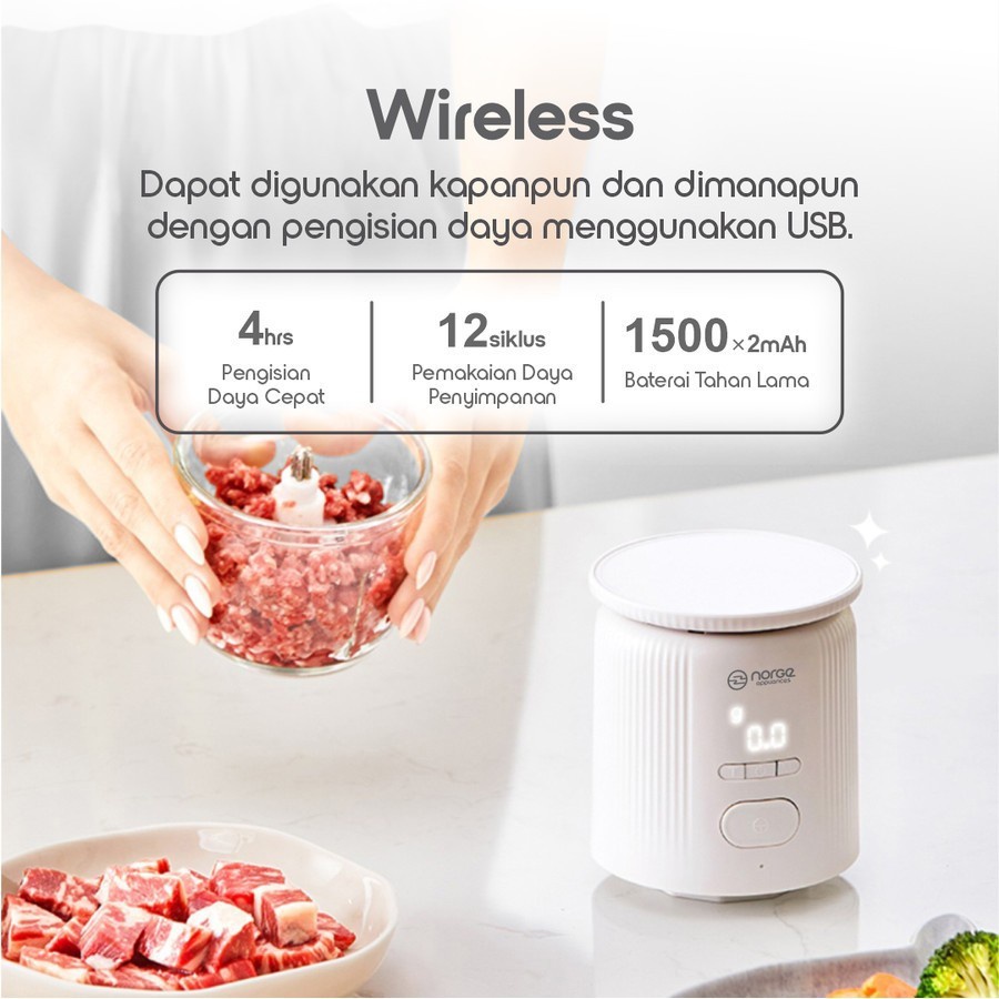 Norge Kitchen Scale Chopper 0.3L Wireless - Perajang &amp; Timbangan